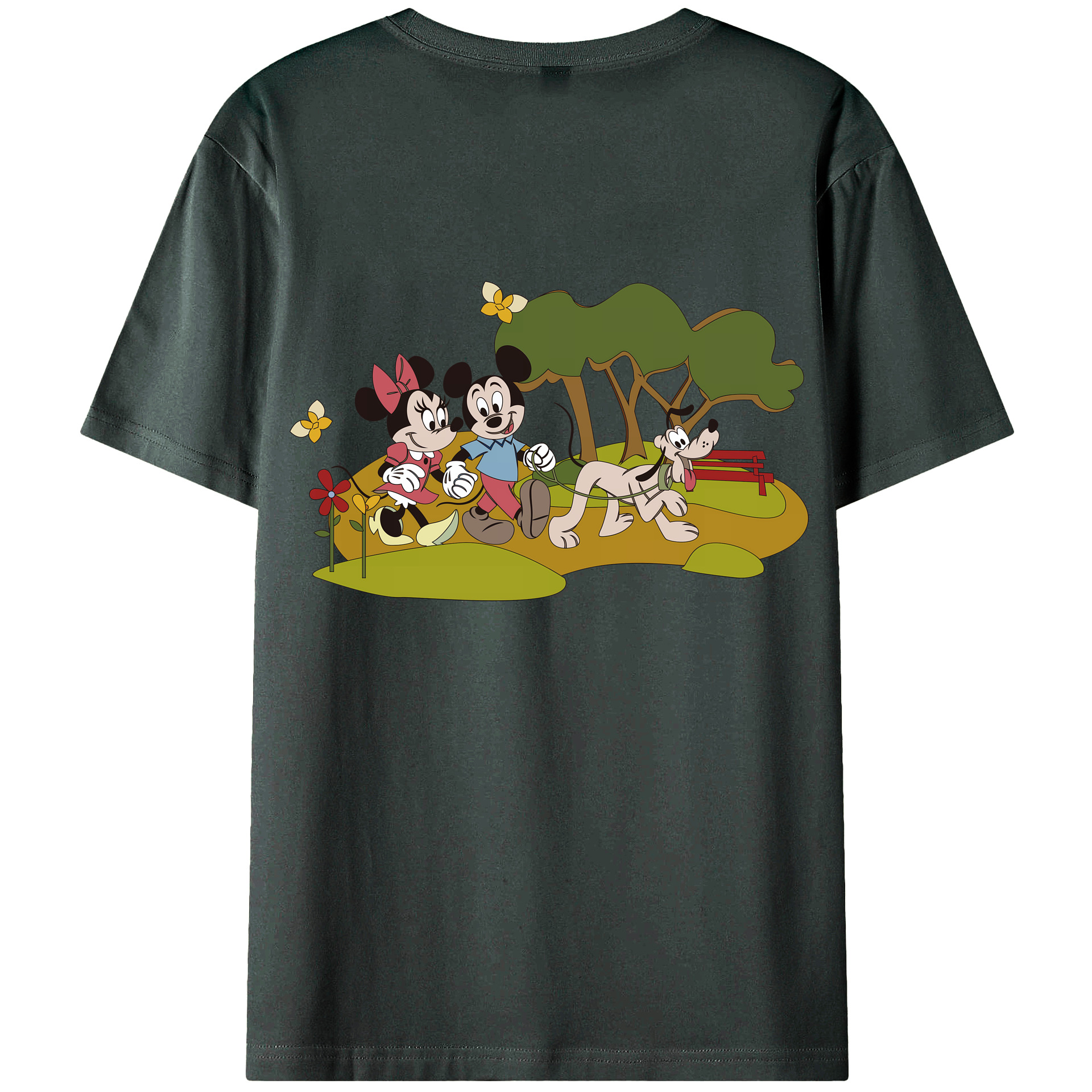 （画像用） ミッキーマウス Mickey Mouse 綿100％ メンズ半袖Tシャツ（バックプリント） 通気性